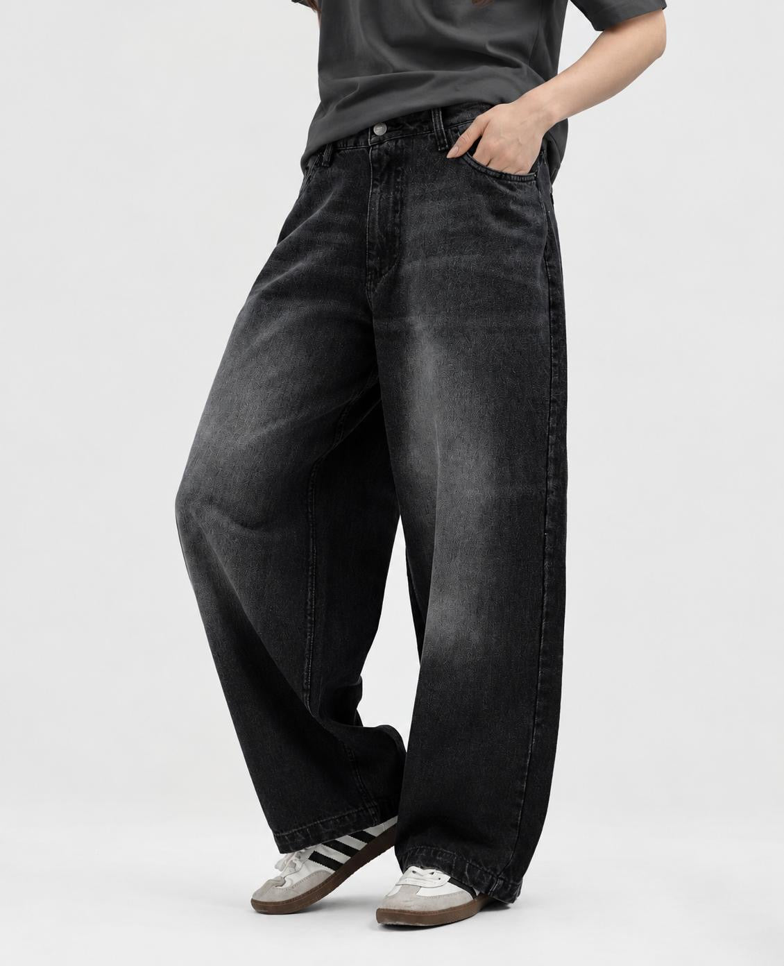 Midnight Fade Washed Unisex Baggy Jeans