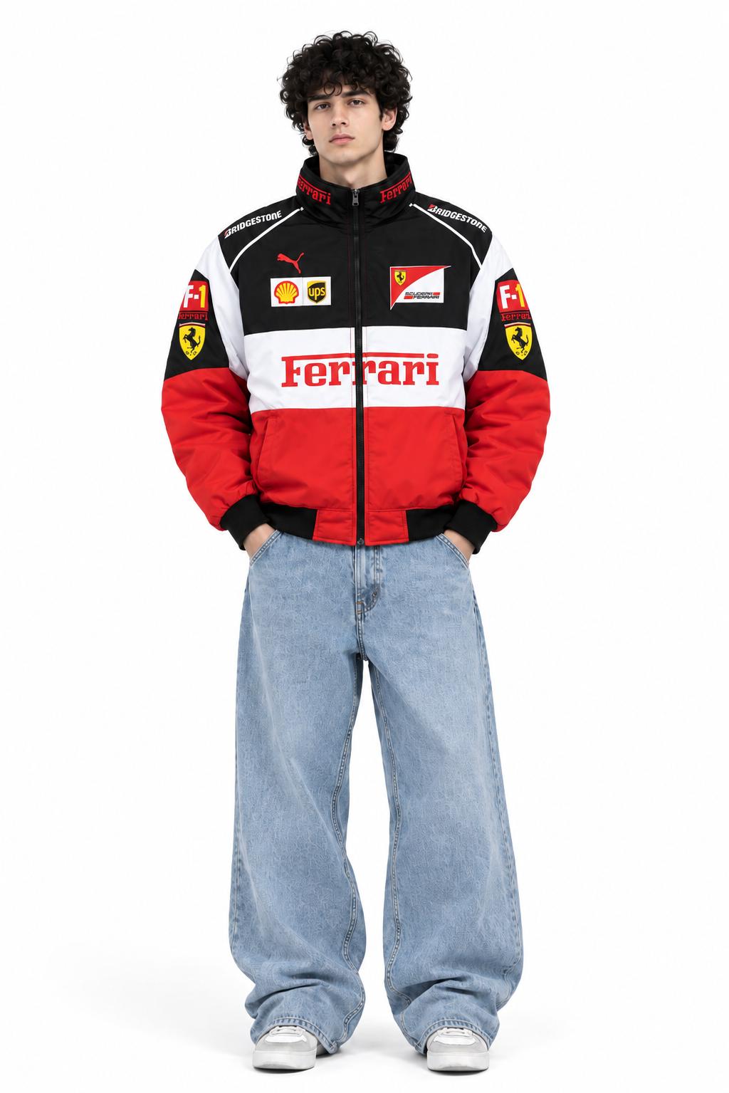 Ferrari Racing Vintage Unisex Jacket Red Black & White